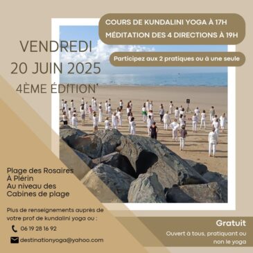 Méditation des 4 directions 2025 kundalini yoga plage des Rosaires Valentine