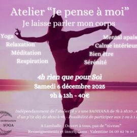 Atelier Destination Yoga samedi 6 décembre Lamballe Je laisse parler mon corps avec Valentine